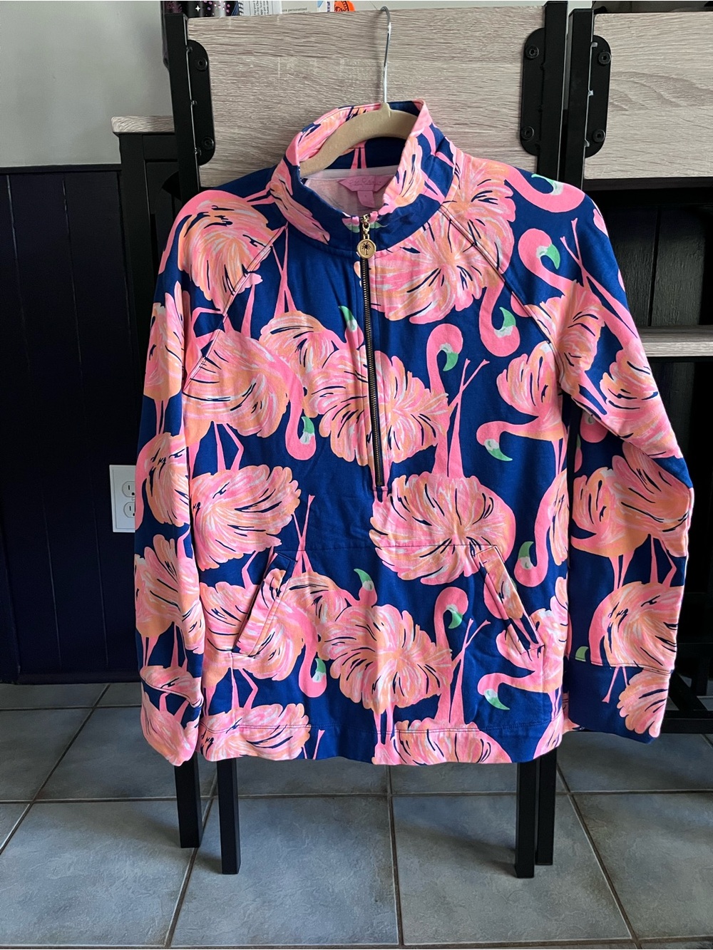 Lilly Pulitzer Popover with Pink Flamingo Print